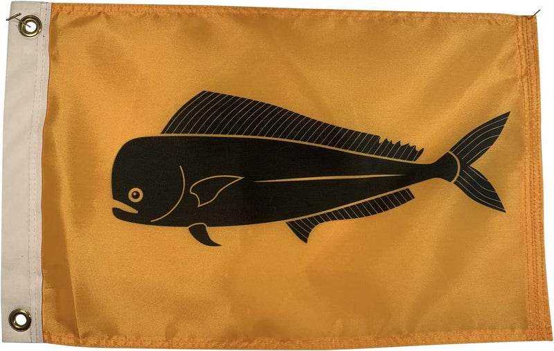 Gettysburg Flag Works 12x18" DolphinFish Mahi Mahi Boat Fishing Flag, All Weather Nylon for Outdoor, Made In USA - Image 1
